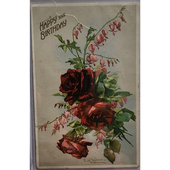 Lot Of Four Vintage Antique Embossed Postcards Flowers Birthday Easter - Picture 3 of 9